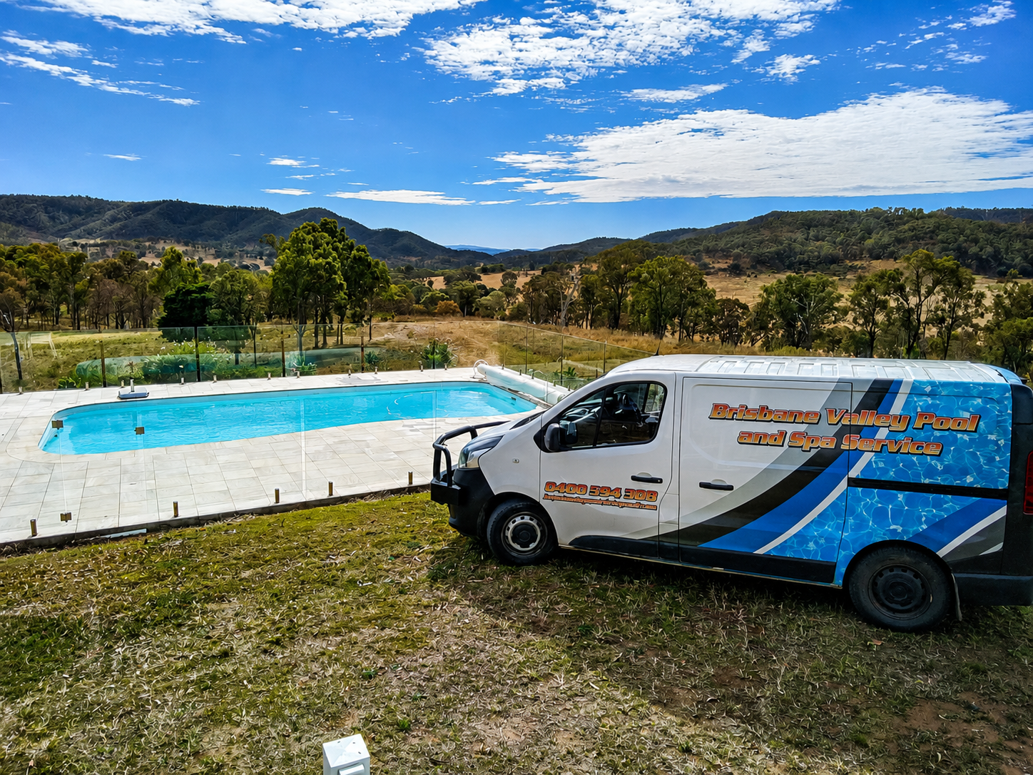 Brisbane Valley Pool and Spa Service work van ready for local pool servicing